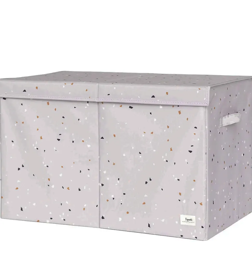 3 Sprouts Opbevaringskasse m. Låg - 63x38x39 cm - Terrazzo/Lyseg