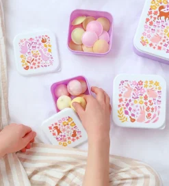 A Little Lovely Company Madkassesæt - 4 stk - Flower Garden