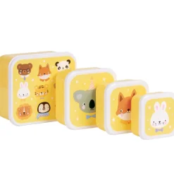 A Little Lovely Company Madkassesæt - 4 stk - Animal Friends