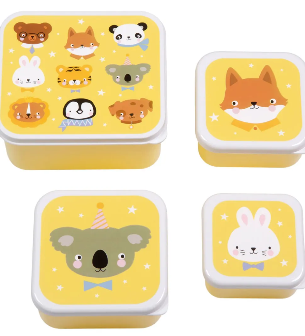 A Little Lovely Company Madkassesæt - 4 stk - Animal Friends