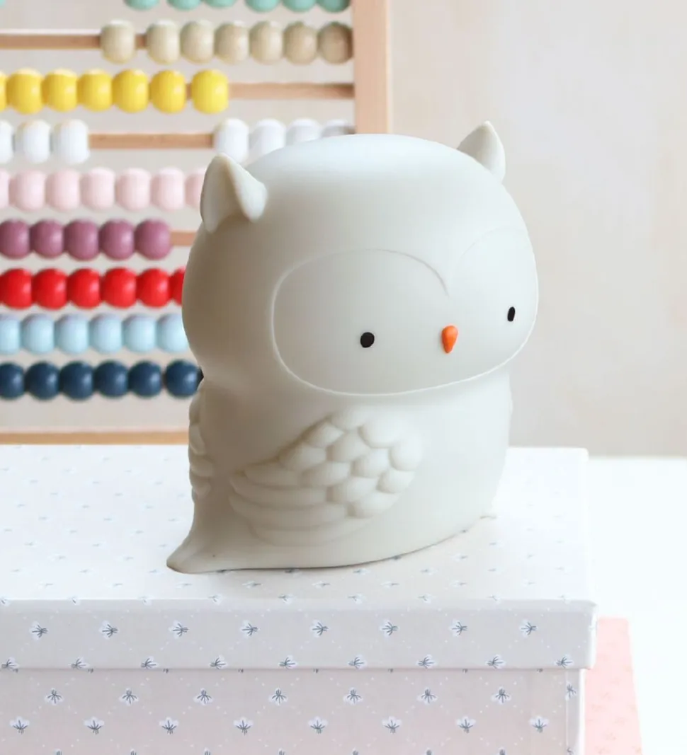 A Little Lovely Company Natlampe - 11,8x11,5 cm - Owl - Grå