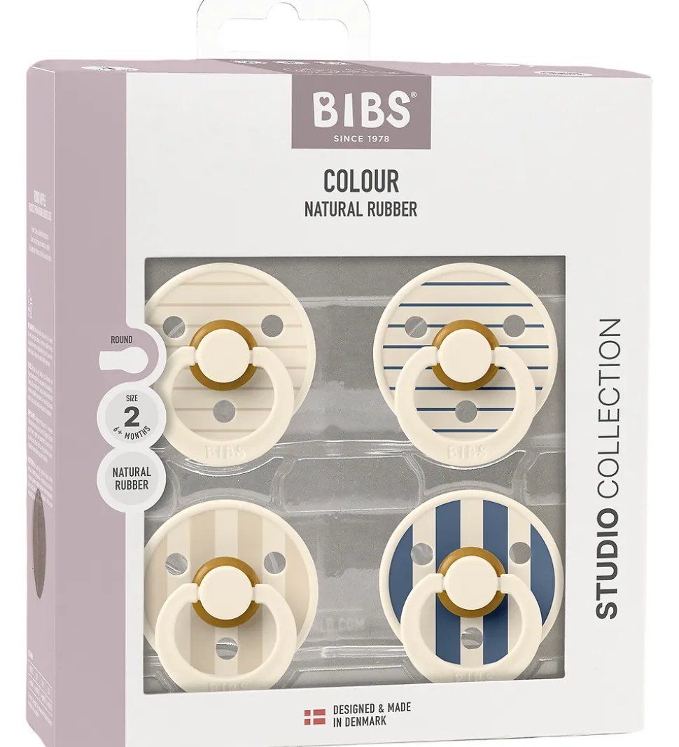 BIBS Colour Sutter - 4-pak - Str. 1 - Ivory/Vanilla/Steel Blue