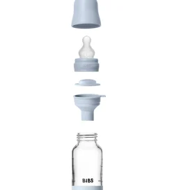 BIBS Sutteflaske - 120 ml - Glas/Silikone - Baby Blue