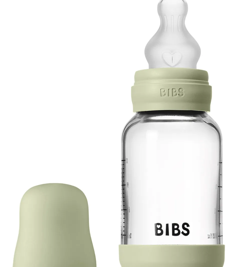 BIBS Sutteflaske - 120 ml - Glas/Silikone - Sage
