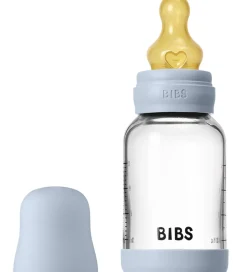 BIBS Sutteflaske - 120 ml - Glas/Naturgummi - Baby Blue