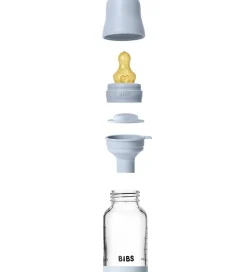 BIBS Sutteflaske - 120 ml - Glas/Naturgummi - Baby Blue