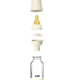 BIBS Sutteflaske - 120 ml - Glas/Naturgummi - Ivory