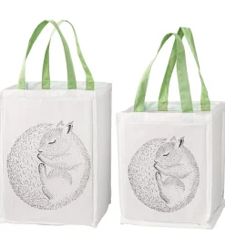 Bloomingville Opbevaringsposer - 2 stk - 30/40 cm - Hvid/Grøn m.