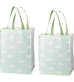 Bloomingville Opbevaringsposer - 2 stk - 30/40 cm - Hvid/Grøn m.