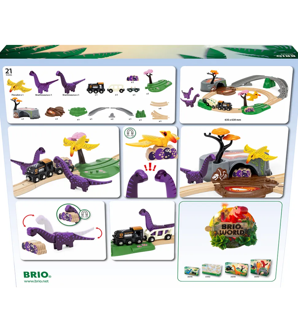 BRIO World Togbanesæt m. Dinosaurer - 21 dele - 36094