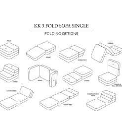by KlipKlap Foldesofa - 3 Fold Single - 70 cm - Sand/Sand