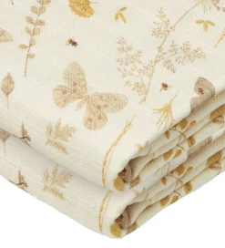 Cam Cam Babysvøb - 120x120 cm - Beige m. Blade/Sommerfugle