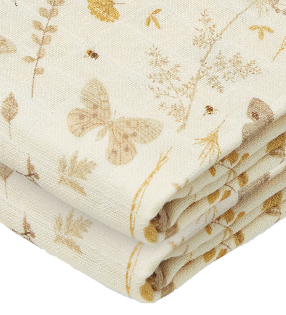 Cam Cam Babysvøb - 120x120 cm - Beige m. Blade/Sommerfugle