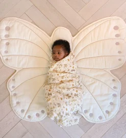 Cam Cam Babysvøb - 120x120 cm - Beige m. Blade/Sommerfugle