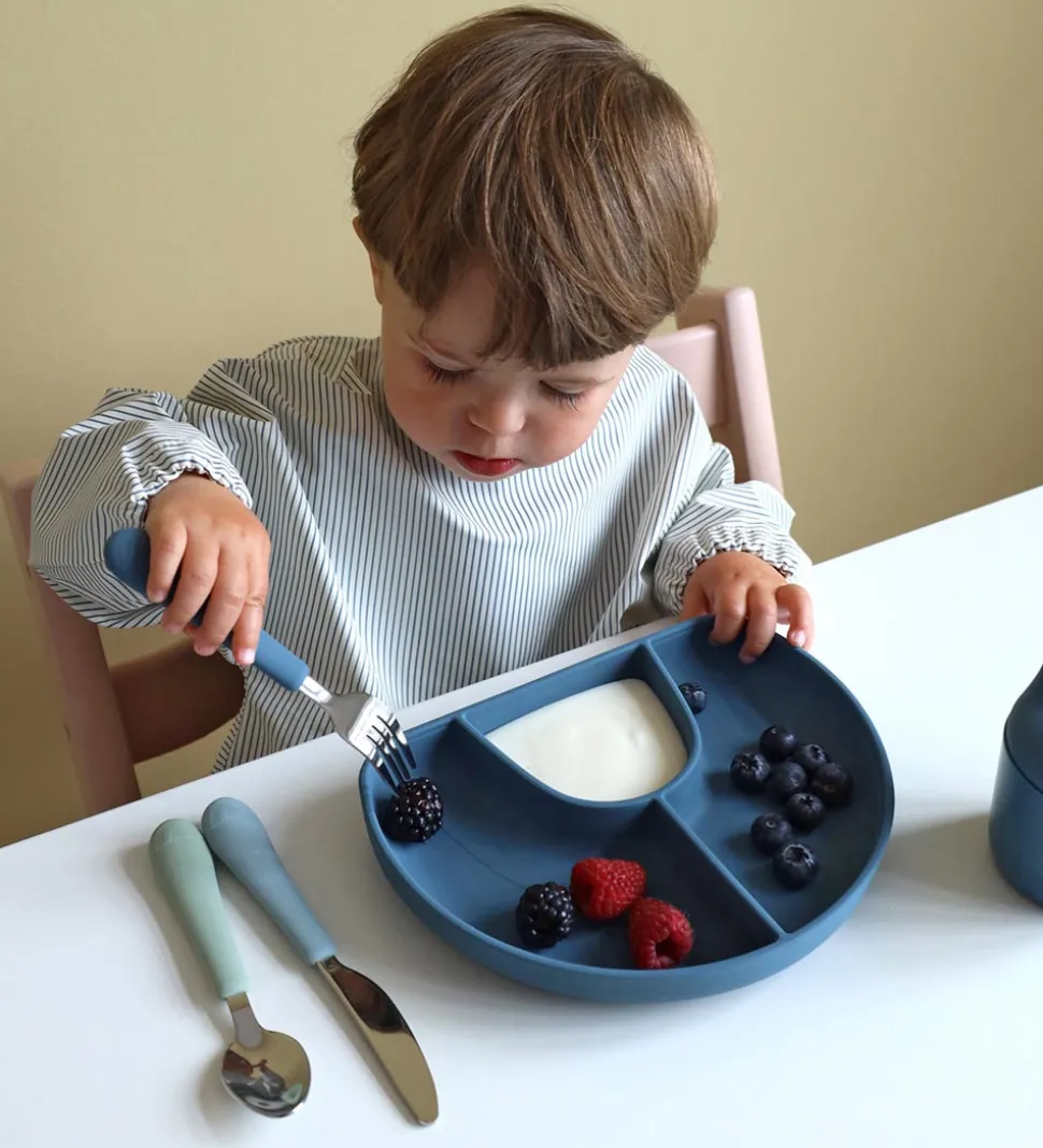 Cam Cam Tallerken - Silikone - 3 Rum - Rainbow - Midnight Blue