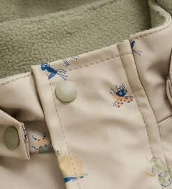 CeLaVi Regndragt m. Fleece - PU - White Pepper m. Print