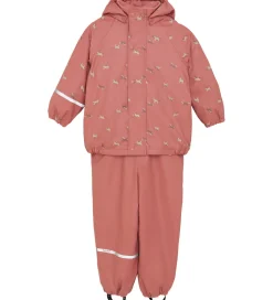 CeLaVi Regntøj m. Seler/Fleece - Recycle PU - Brick Dust m. Prin