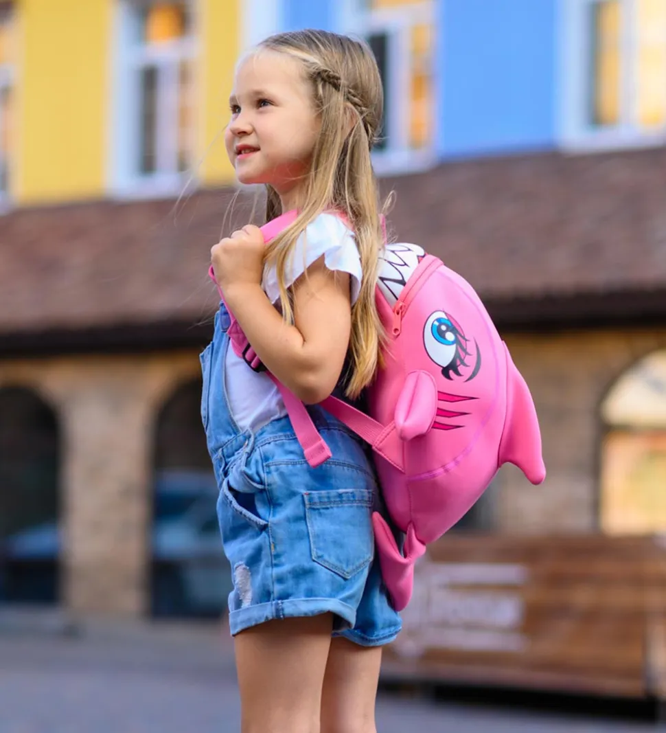 Crazy Safety Børnehavetaske - Shark - Pink