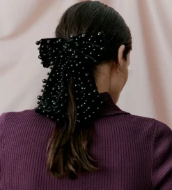 DAY ET Hårspænde - Pearly Velvet Bow - Sort