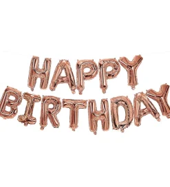 Decorata Party Foileballoner - 340 cm - Happy Birthday - Rose Go