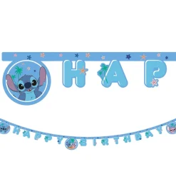 Decorata Party Happy Birthday Banner - Stitch & Angel