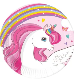Decorata Party Paptallerkner - 8-pak - 23 cm - Unicorn Rainbow C