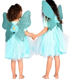 Den Goda Fen Udklædning - Fekjole m. Vinger/Tryllestav - Turkis