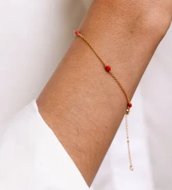 Design Letters Armbånd - Little Big Love - Guld/Rød