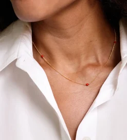 Design Letters Halskæde - Little Big Love - Guld/Rød