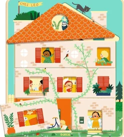 Djeco Puslespil - Træ - 12 Brikker - Hus I 3 Lag