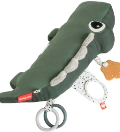 Done By Deer Pude m. Aktivitetslegetøj - Croco - 41 cm - Grøn