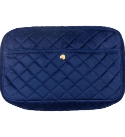 Fan Palm Toilettaske - Large - Quiltet Velour - Midnight Blue