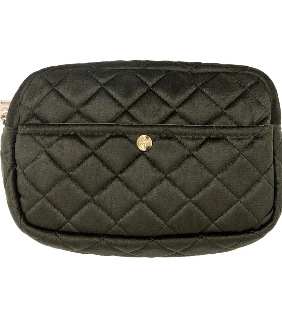 Fan Palm Toilettaske - Medium - Quiltet Velour - Palm Green