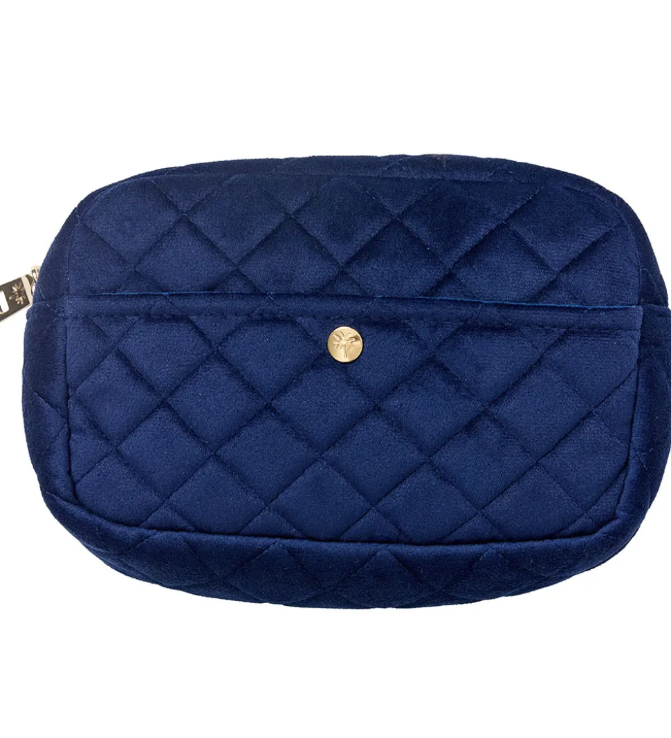 Fan Palm Toilettaske - Medium - Quiltet Velour - Midnight Blue