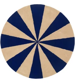 ferm Living Gulvtæppe - Uld - Ø: 130 cm - Blå/Hvid