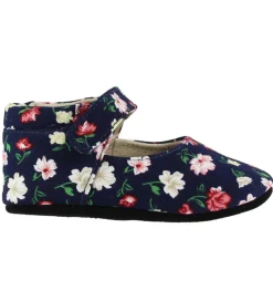 Fuzzies Ballerina Hjemmesko - Flora - Navy m. Blomster