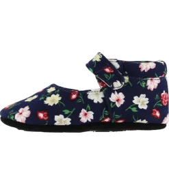 Fuzzies Ballerina Hjemmesko - Flora - Navy m. Blomster