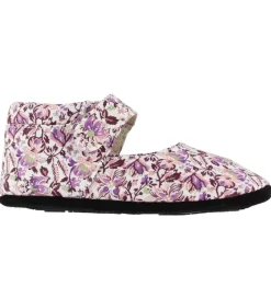 Fuzzies Ballerina Hjemmesko - Viola - Hvid m. Blomster