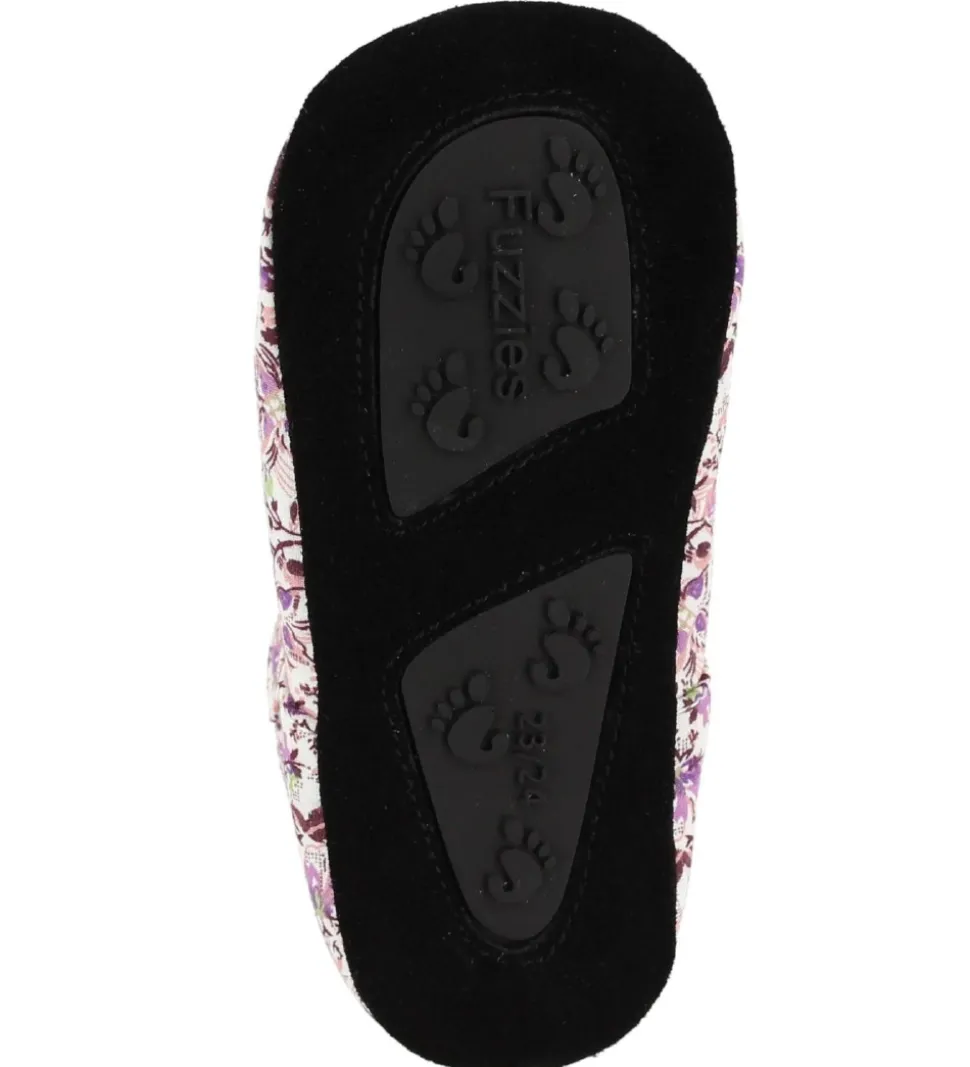 Fuzzies Ballerina Hjemmesko - Viola - Hvid m. Blomster