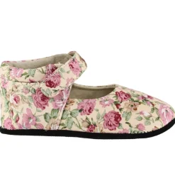 Fuzzies Ballerina Hjemmesko - Rosa - Pudder m. Blomster