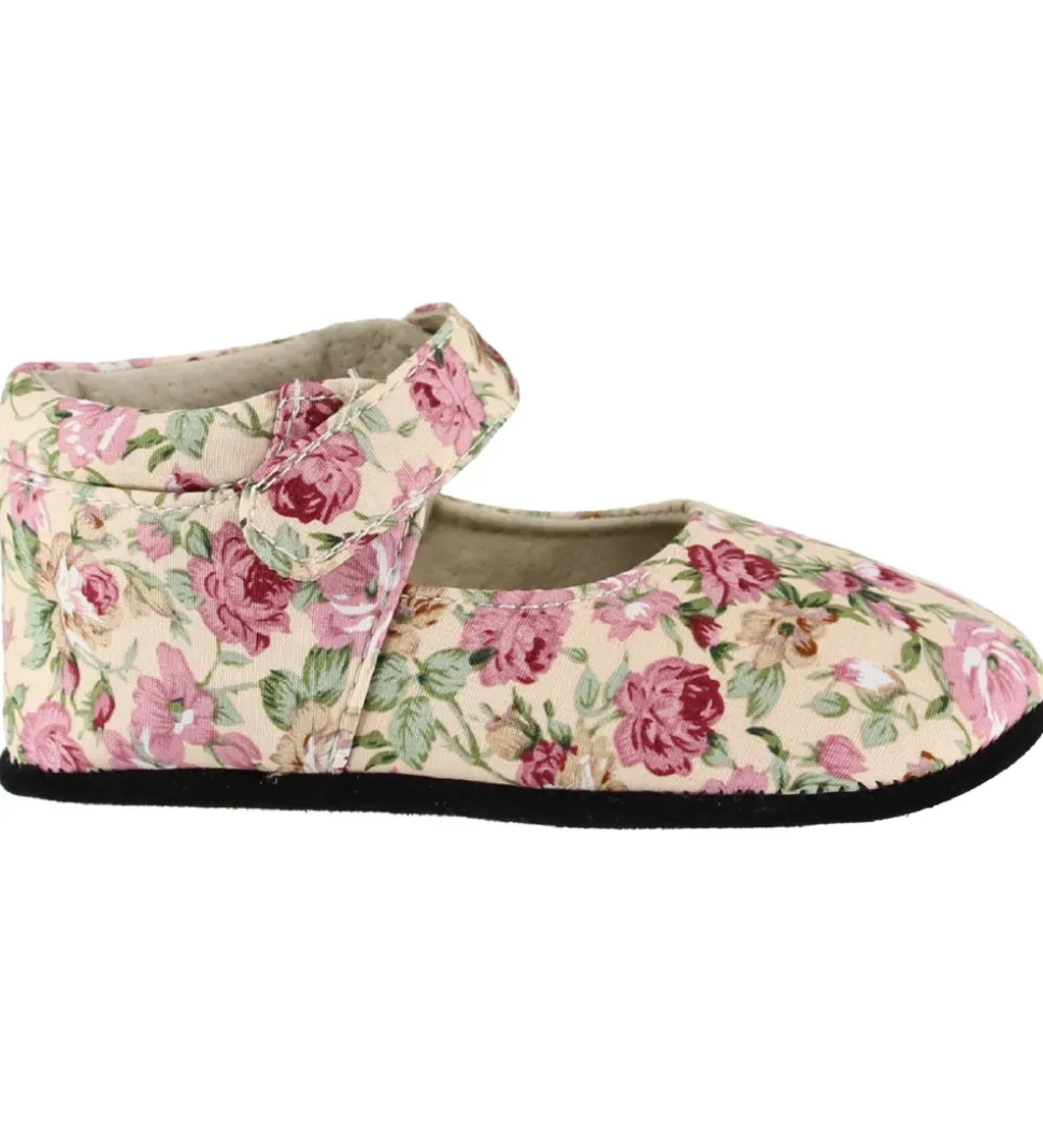 Fuzzies Ballerina Hjemmesko - Rosa - Pudder m. Blomster