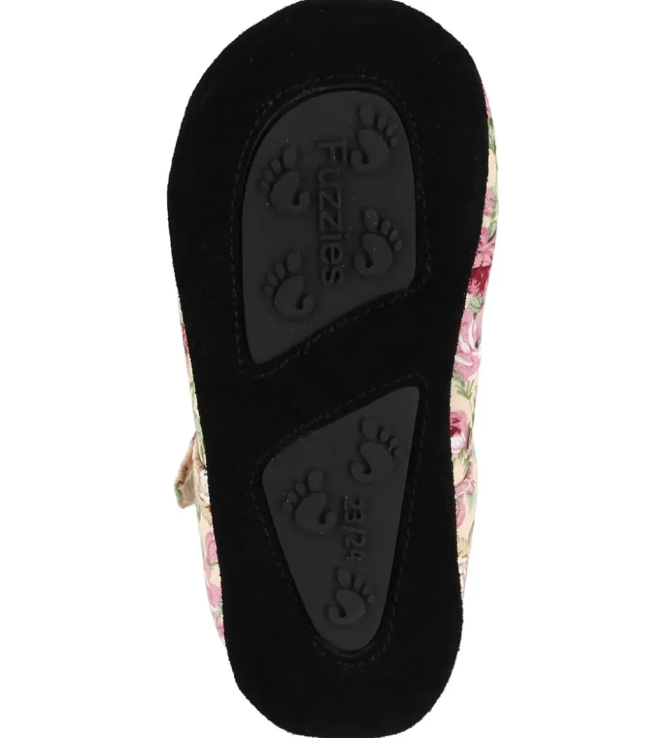 Fuzzies Ballerina Hjemmesko - Rosa - Pudder m. Blomster