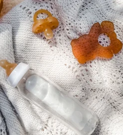 Hevea Sutteflaske - 240 ml - Glas/Naturgummi - Hvid