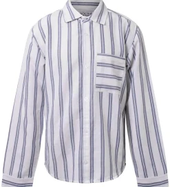 Hound Skjorte - Linen Blend - Deep Blue/Hvid