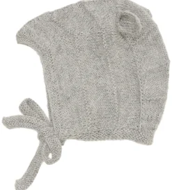 Huttelihut Babyhjelm m. Ører - Alpakauld - Strik - Gråmeleret