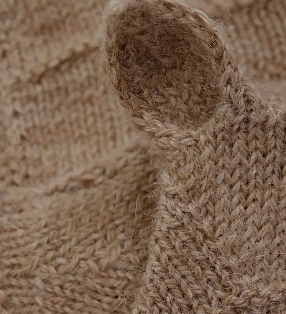 Huttelihut Babyhjelm m. Ører - Alpakauld - Strik - Camel Melange