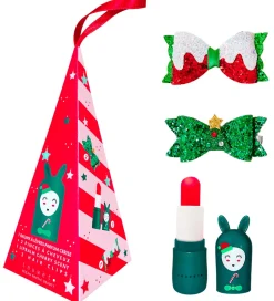 Inuwet Sæt - Læbepomade/2 Jule Hårspænder - 6,5x3 cm - Bunny Gre