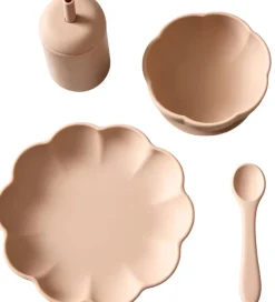 Jack o Juno Spisesæt - Silikone - 4 Dele - Poppy - Oatmeal