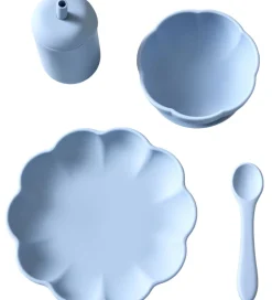 Jack o Juno Spisesæt - Silikone - 4 Dele - Poppy - Pale Blue