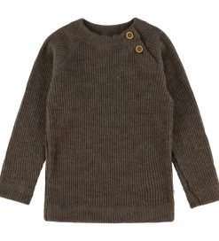 Joha Bluse - Strik - Uld - Brun Meleret